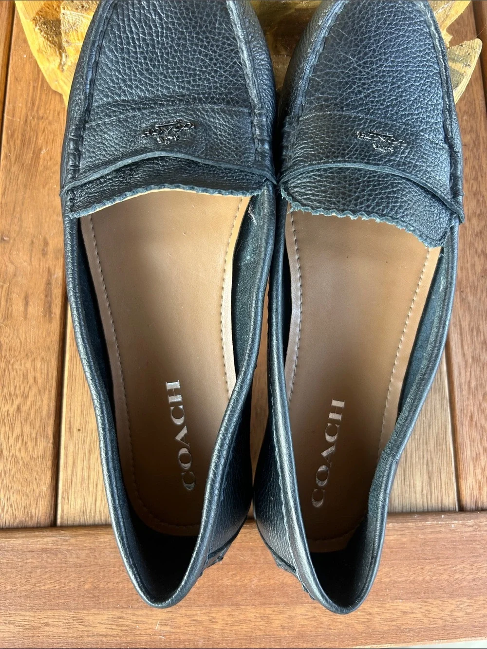 Coach Odette Women's Black Leather Penny Loafers NWOT